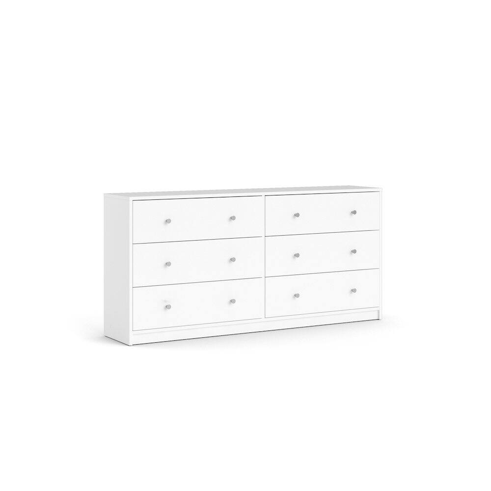 Angle. FurniFact - White Dresser for Bedroom – Modern 6 Drawer Dresser with Spacious Storage – Sleek White Dresser and Bedroom Dresser - White.