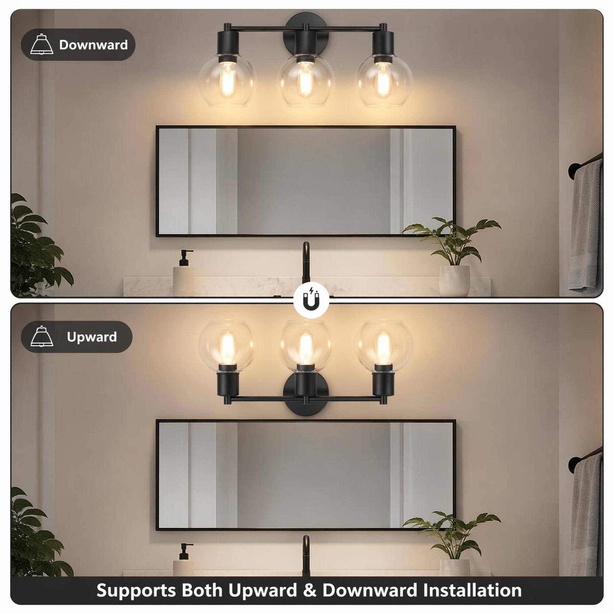 Downward  
U  
Upward  
Supports Both Upward & Downward Installation