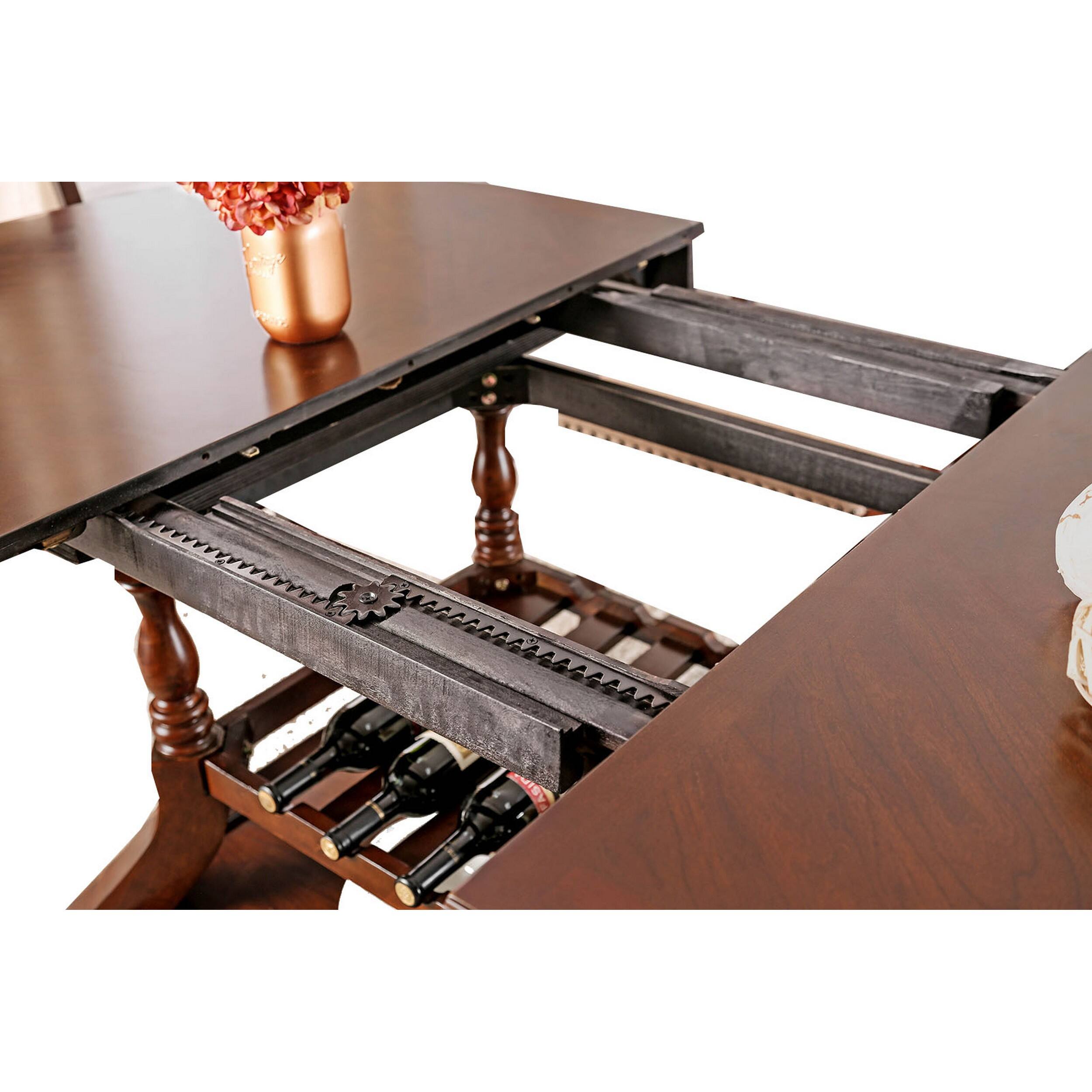 Alt View 2. Manhattan Lane - Oval Shaped Wooden Dining Table with Open Bottom Shelf and Storage Base, Brown - Brown.