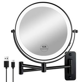 Pacoar Cade - Lighted Makeup Mirror Rechargeable Double Sided /Magnifying With Color Lights Touch Bathroom Vanity °swivel - Matte Black