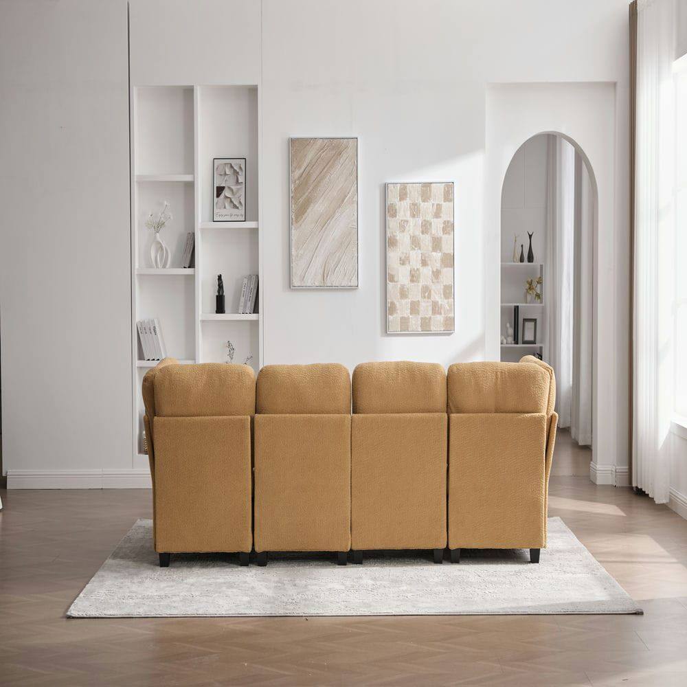 Alt View 4. Resenkos - U-Shaped 6-Seat Sectional, Configurable Modular Design with Chaise and Storage Ottoman, Mustard Yellow - Yellow.