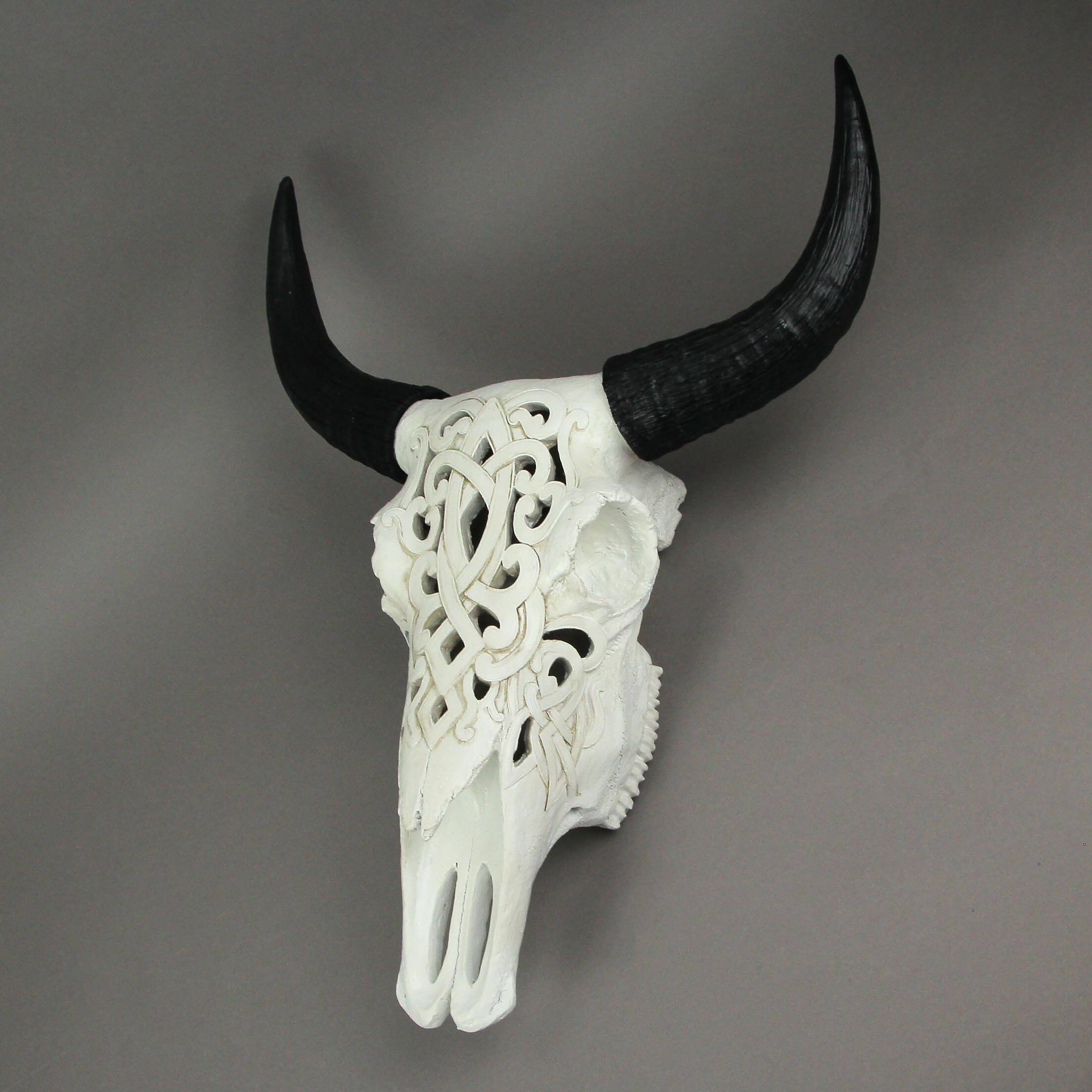 Alt View 3. DWK Corporation - Tribal Steer Skull Cut-Out Design Wall Hanging 19 Inches High Western Decor - White.