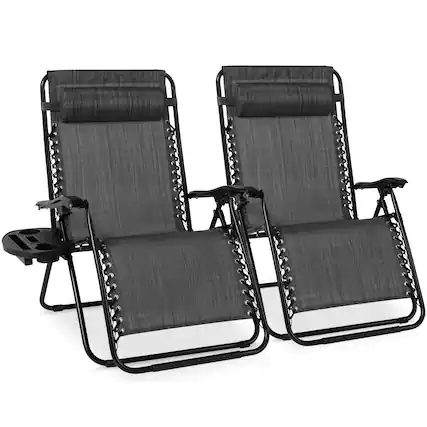Front. Best Choice Products - Best Choice Products Set of 2 Extra Wide Zero Gravity Lounge Chair Recliners w/ Cup Holder - Gray - Gray.