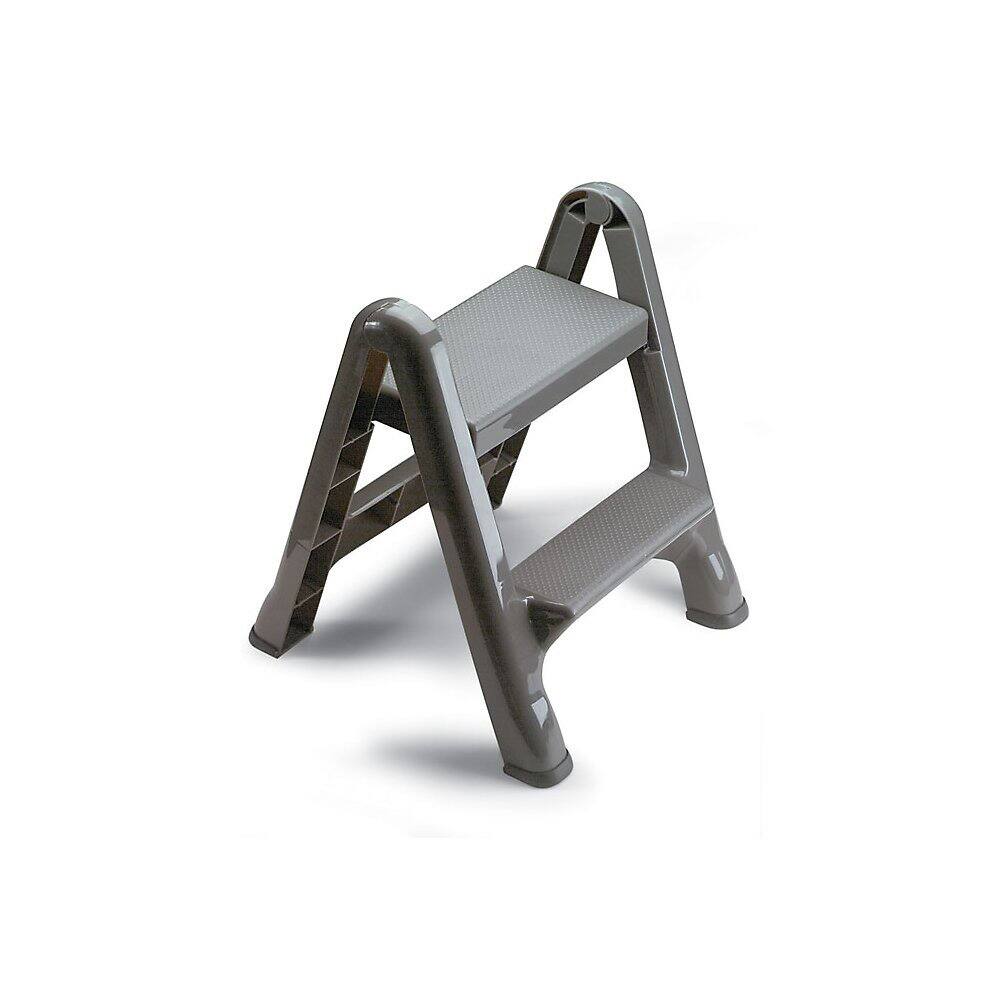 Alt View 1. RubberMaid - Rubbermaid 2 Step Slip Resistant Folding Plastic Stepstool with Foot Pads, Grey - Grey.