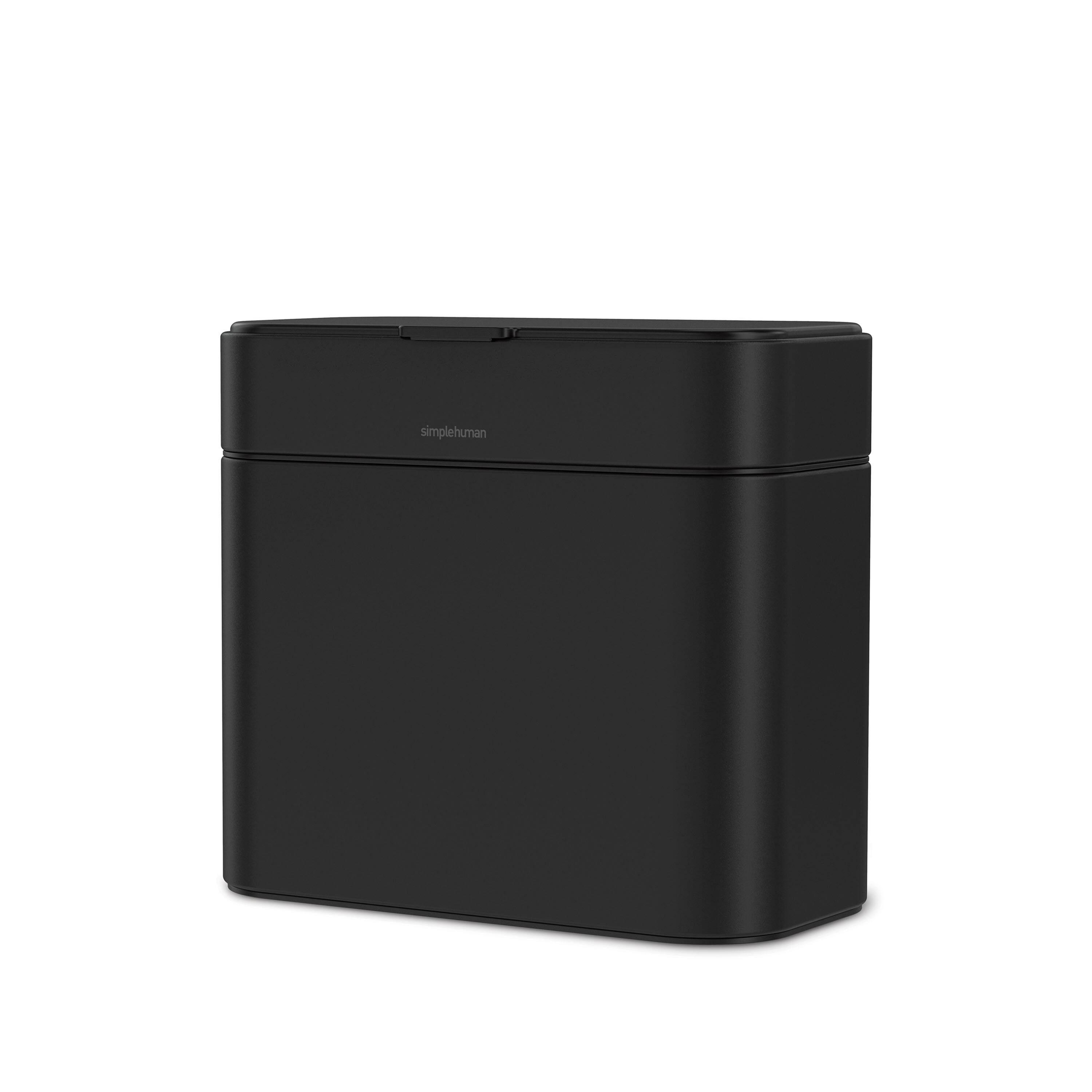 Front. simplehuman - 4L compost caddy, matte black steel - Matte Black.