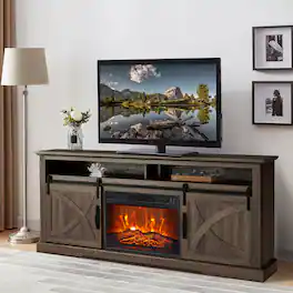 Ihomeadore - 58" Farmhouse Electric Fireplace TV Stand for TV up to 65" - Brown