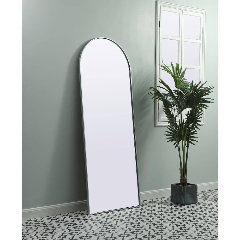 Alt View 3. Elegant Decor - Metal Frame Arch Full Length Mirror 28x74 Inch in Silver - Silver.
