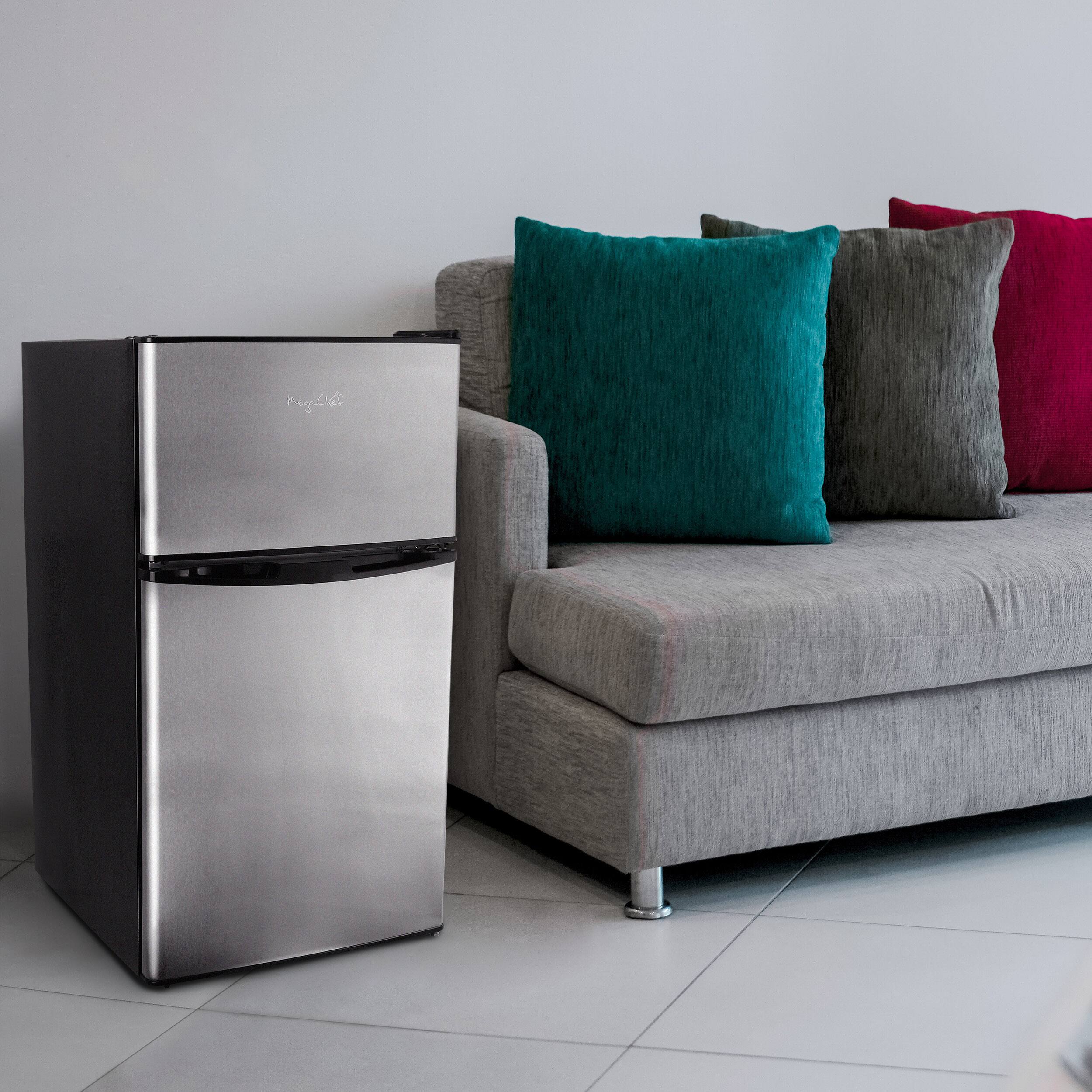 Alt View 8. MegaChef - MegaChef 3.2 Cubic Feet 2 Door Refrigerator/Freezer in Stainless Steel - Silver.