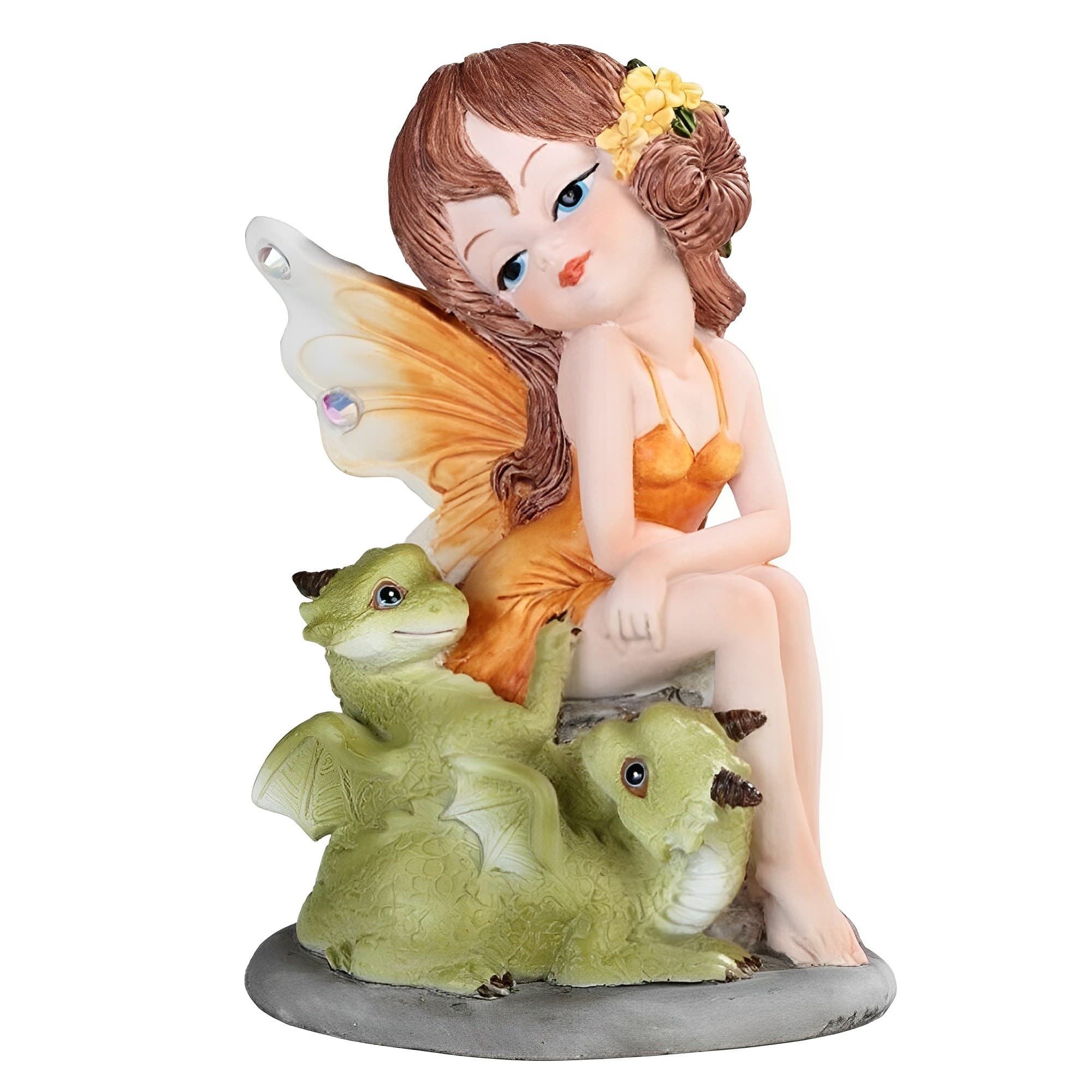 FC Design - 4.75"H Fairy with Two Cute Dragons Figurine Statue Office Desk Tabletop Medieval Gaming Home Decor Gift - Multi-Color