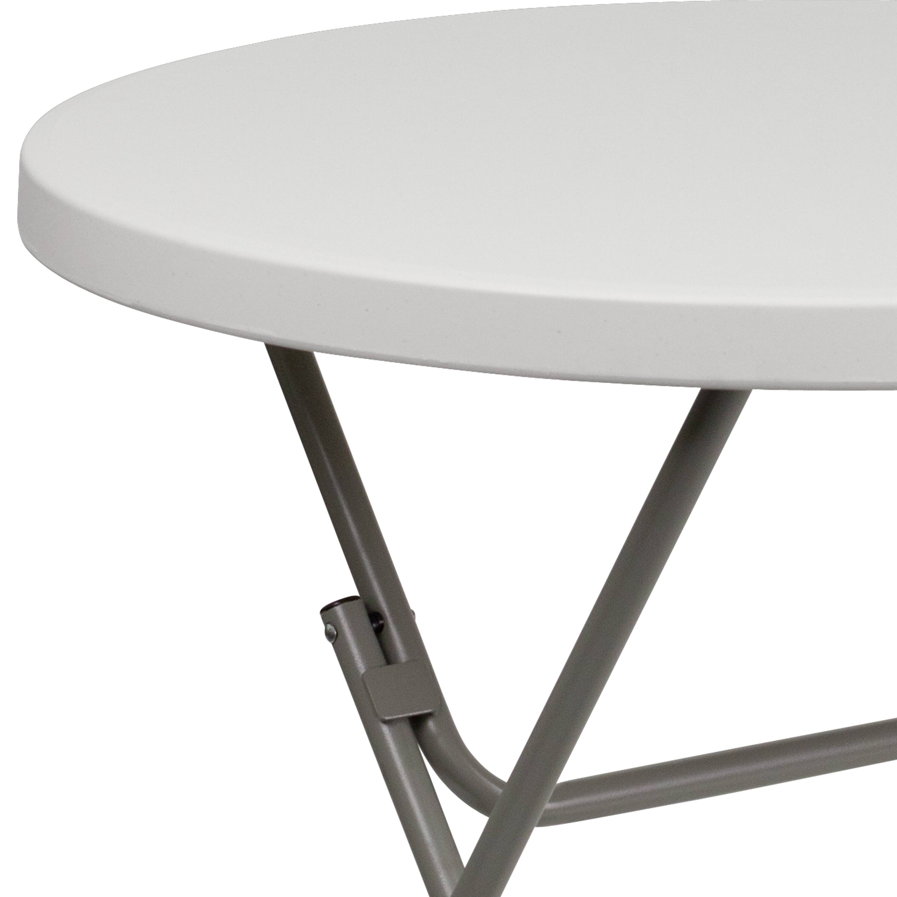 Alt View 8. Emma + Oliver - 2.63-Foot Round Plastic Folding Table - Granite White.
