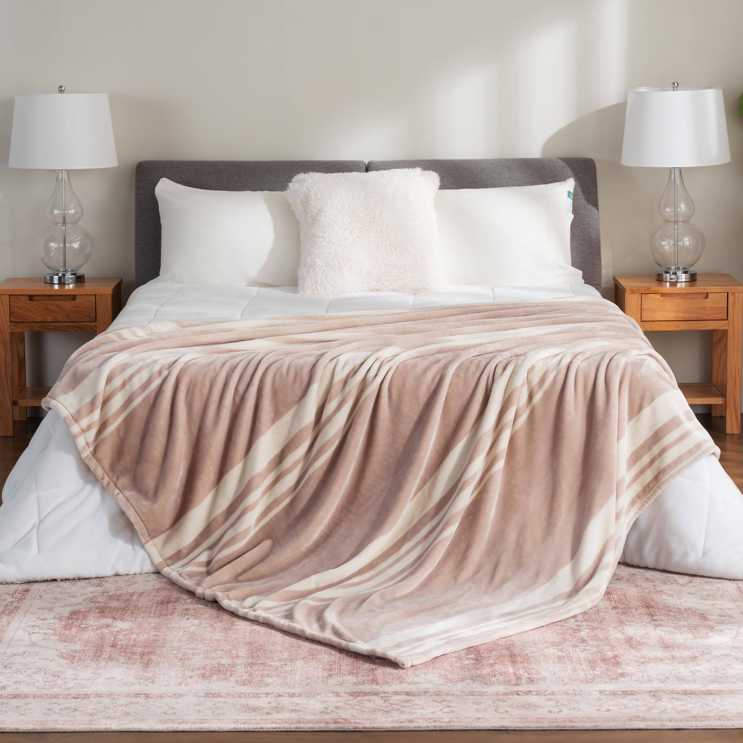 Alt View 5. Paradigms Interiors - -classic Heavyweight Soft Printed Velvetloft Plush Blanket Full queen Size Fuzzy Warm For Couch Sofa Bed St... - Purple Pitch-Throw/Throw XL.