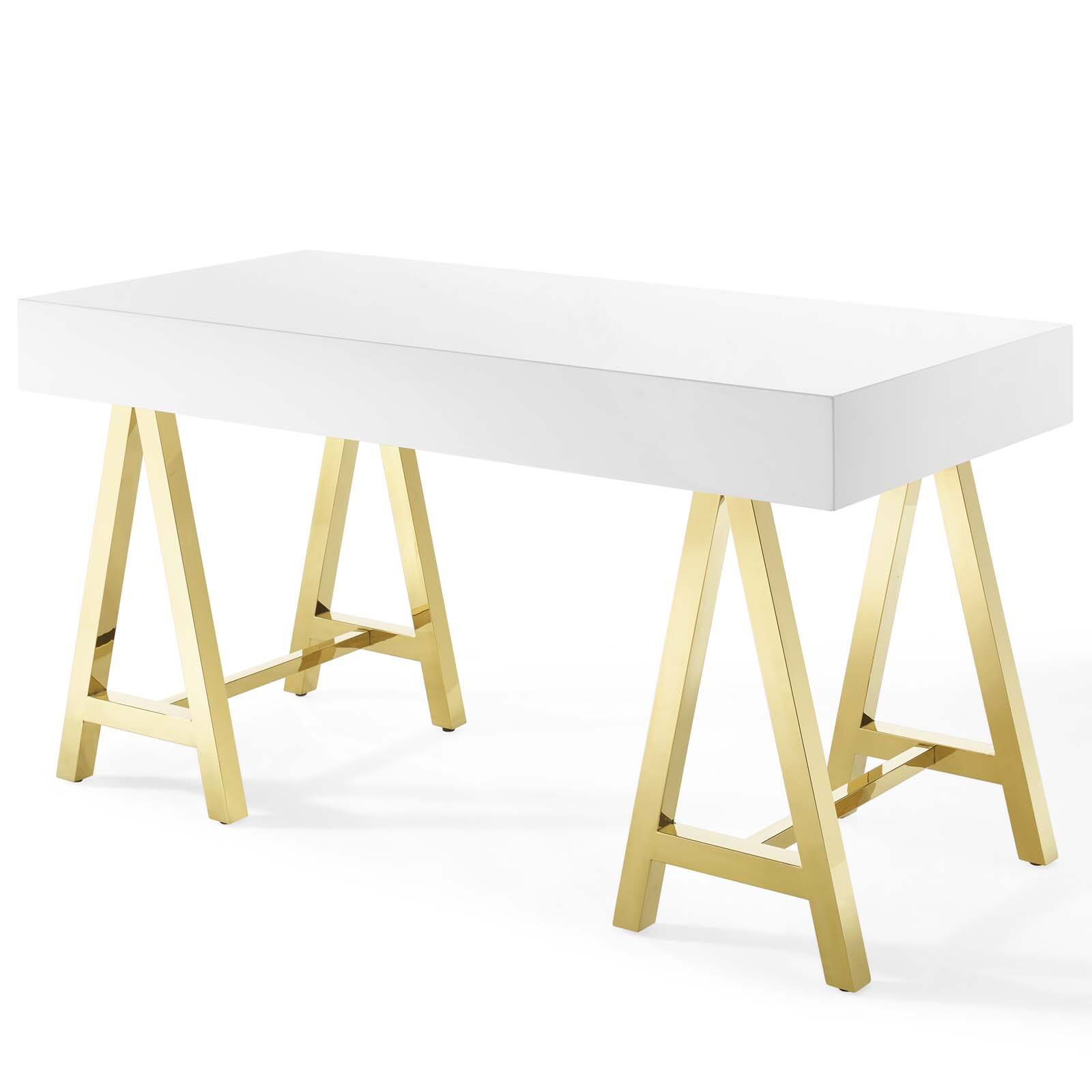 Alt View 1. Modway - Jettison Office Desk by Modway - Gold White.