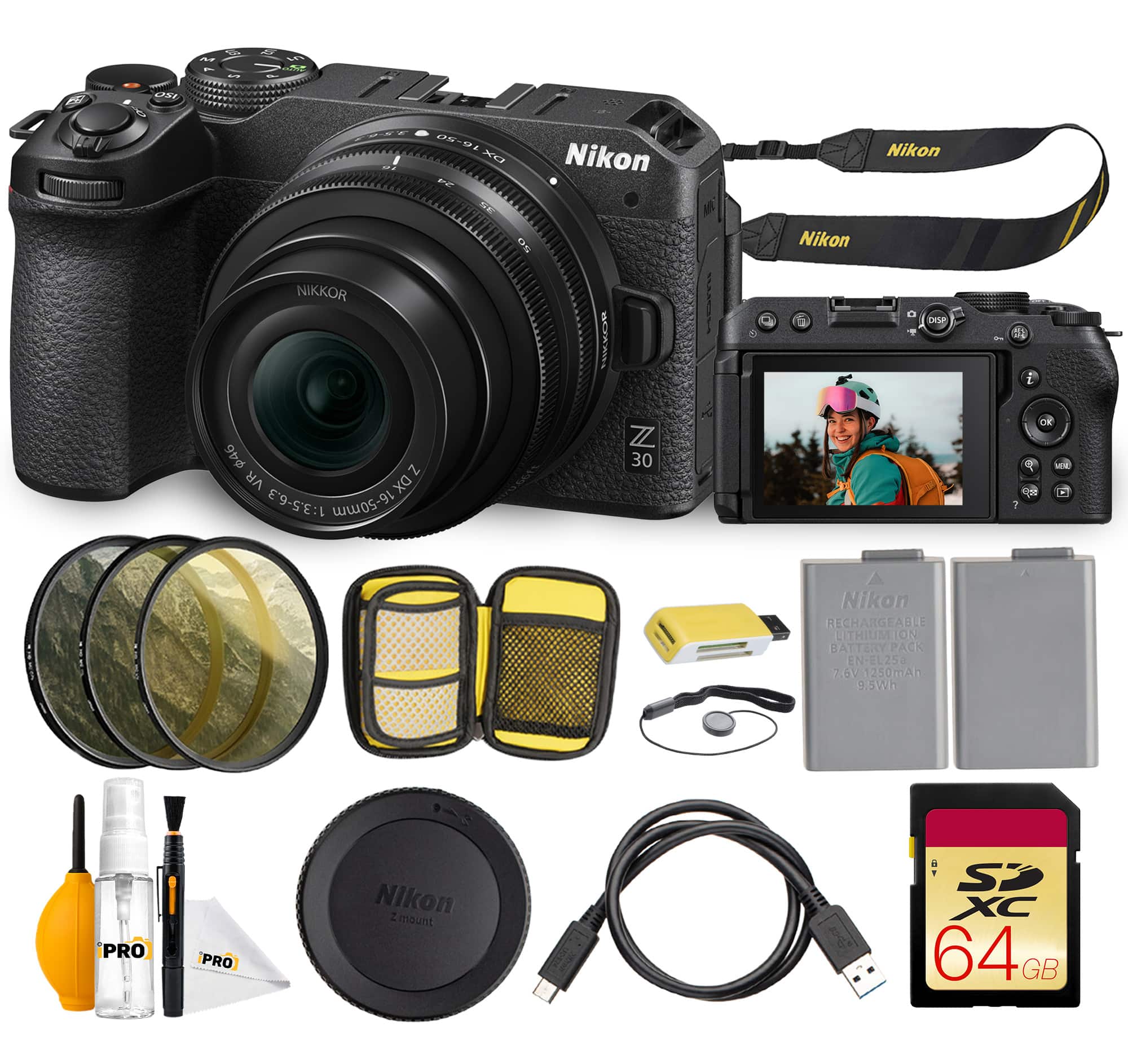 Nikon - Z30 Mirrorless Camera with 16-50mm Lens 20.9MP DX Sensor Vlogging Camera Bundle With Replacement Battery + Filter - Black price history on PriceWatchPro