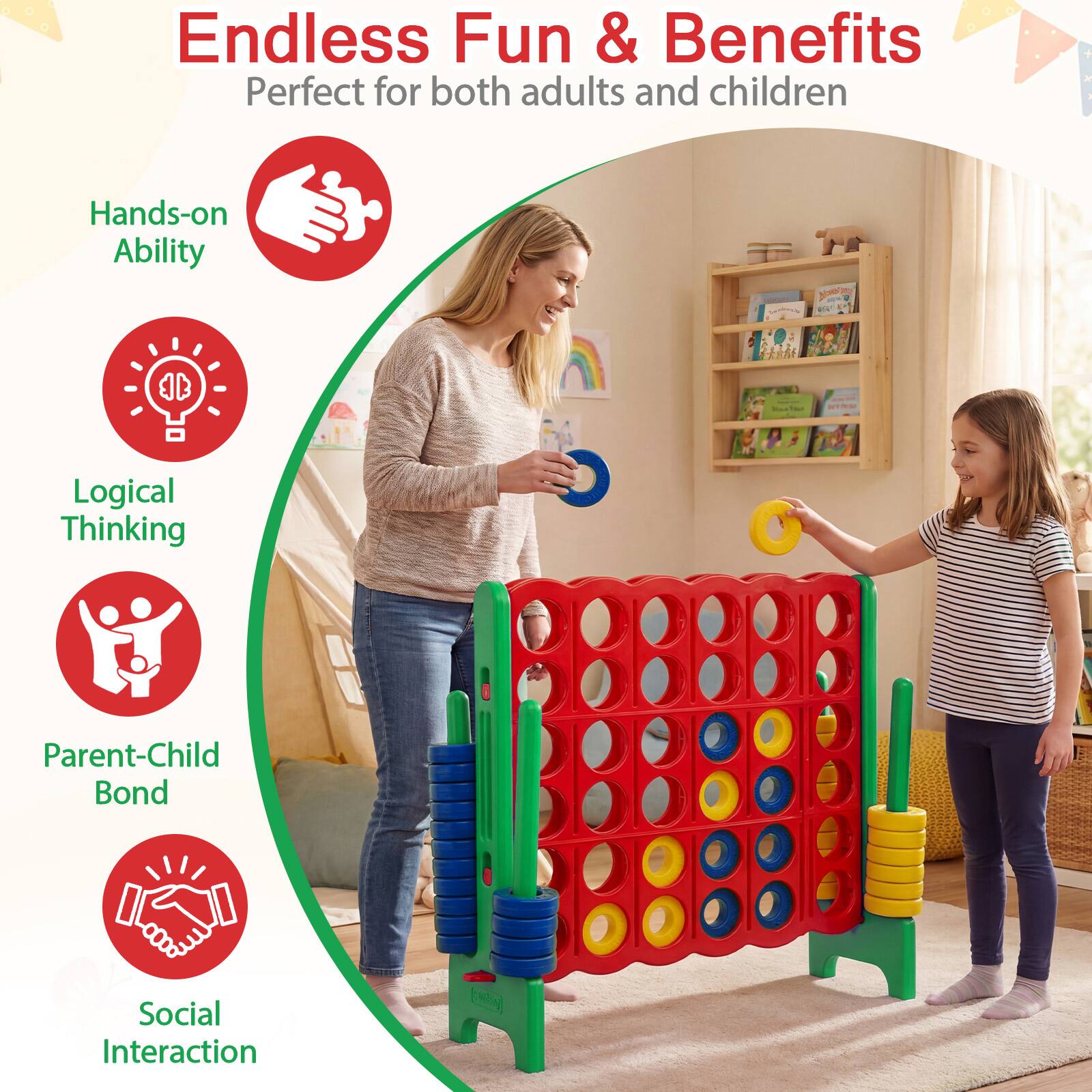 Endless Fun & Benefits  
Perfect for both adults and children

1. Hands-on Ability
2. Logical Thinking
3. Parent-Child Bond
4. Social Interaction