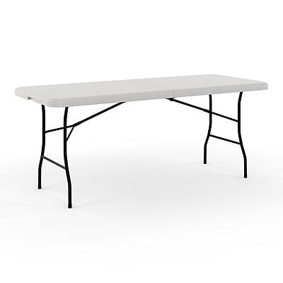 Alt View 1. Staples - 6' x 30" Heavy Duty Plastic Folding Table - White Granite.