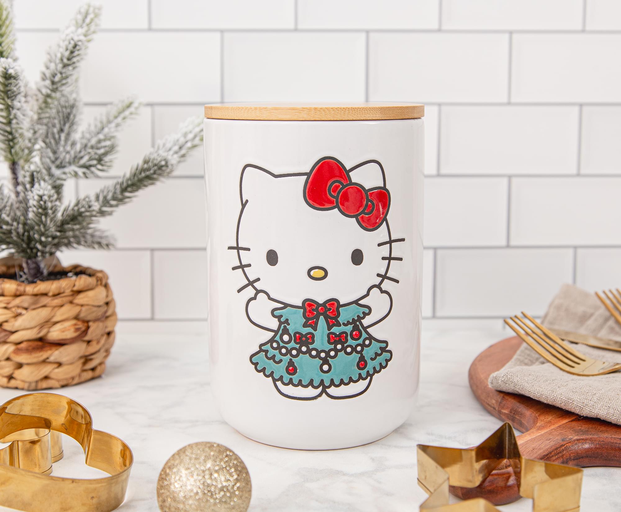 Alt View 10. Silver Buffalo - Sanrio Hello Kitty Holiday 7-Inch Ceramic Snack Jar - White.