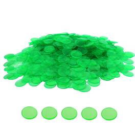 GSE Games & Sports Expert - 500 Pieces of 3/4-inch Plastic Transparent Bingo Chips for Bingo Game Party (Green)
