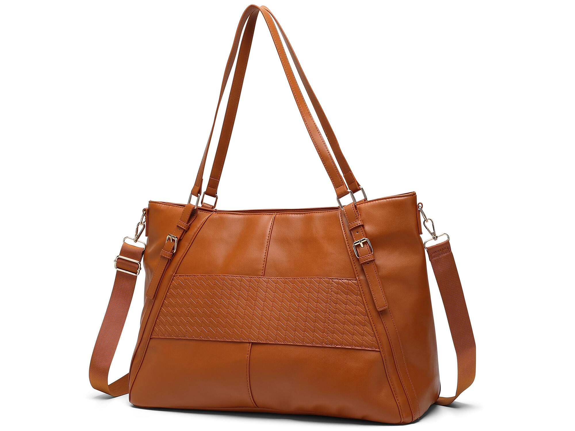 Alt View 2. Elle - ELLE Leisure Luxe 33L Vegan Leather Weekender Duffel Bag | Brown - Brown.