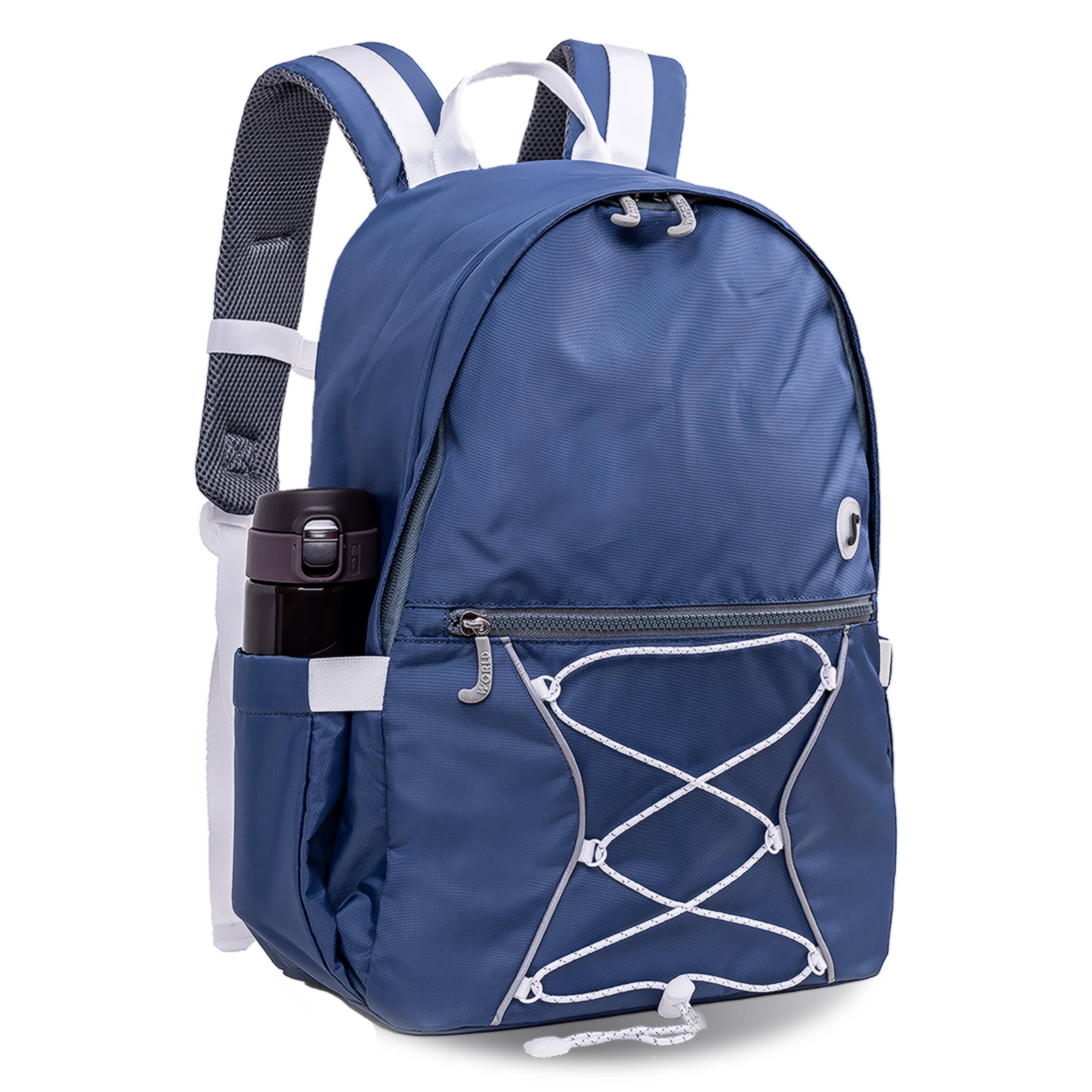 Left. J World - J World Unisex Cristos Casual Backpack with Laptop Sleeve, Ashy Blue - ASHY BLUE.