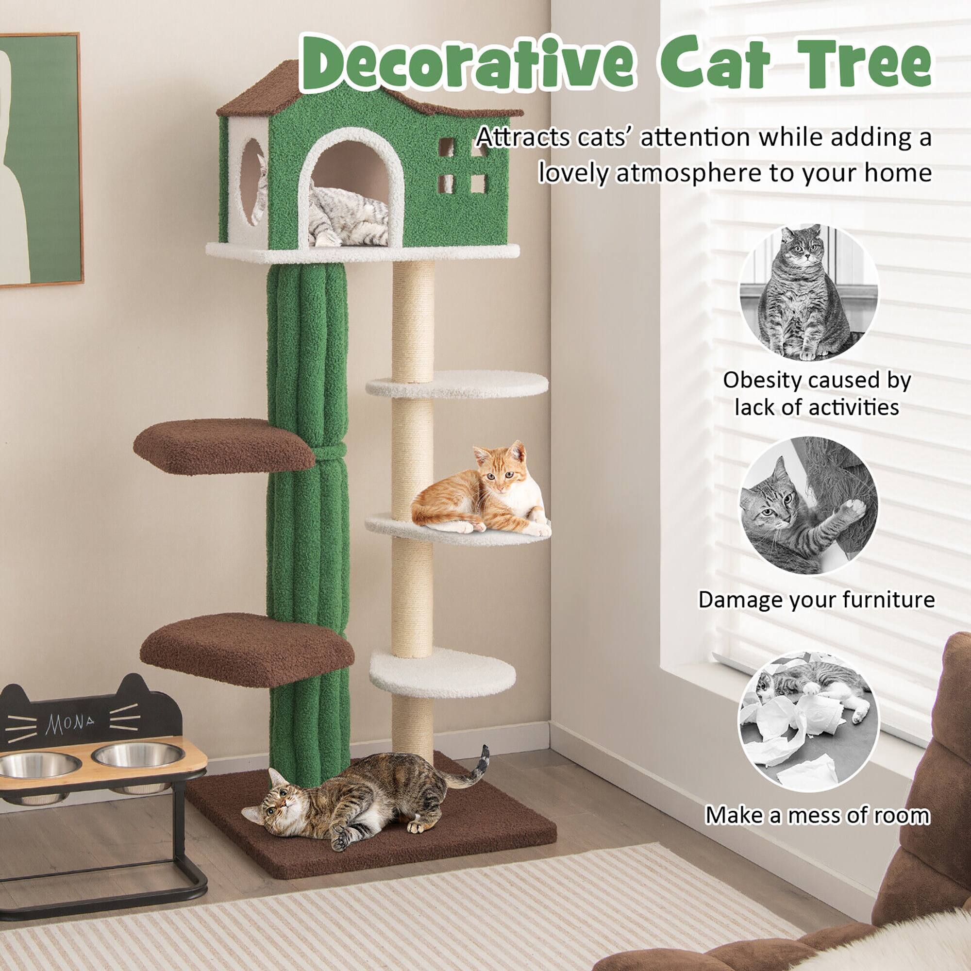 Decorative Cat Tree

- Attracts cats' attention while adding a lovely atmosphere to your home
- Obesity caused by lack of activities
- Damage your furniture
- Make a mess of room