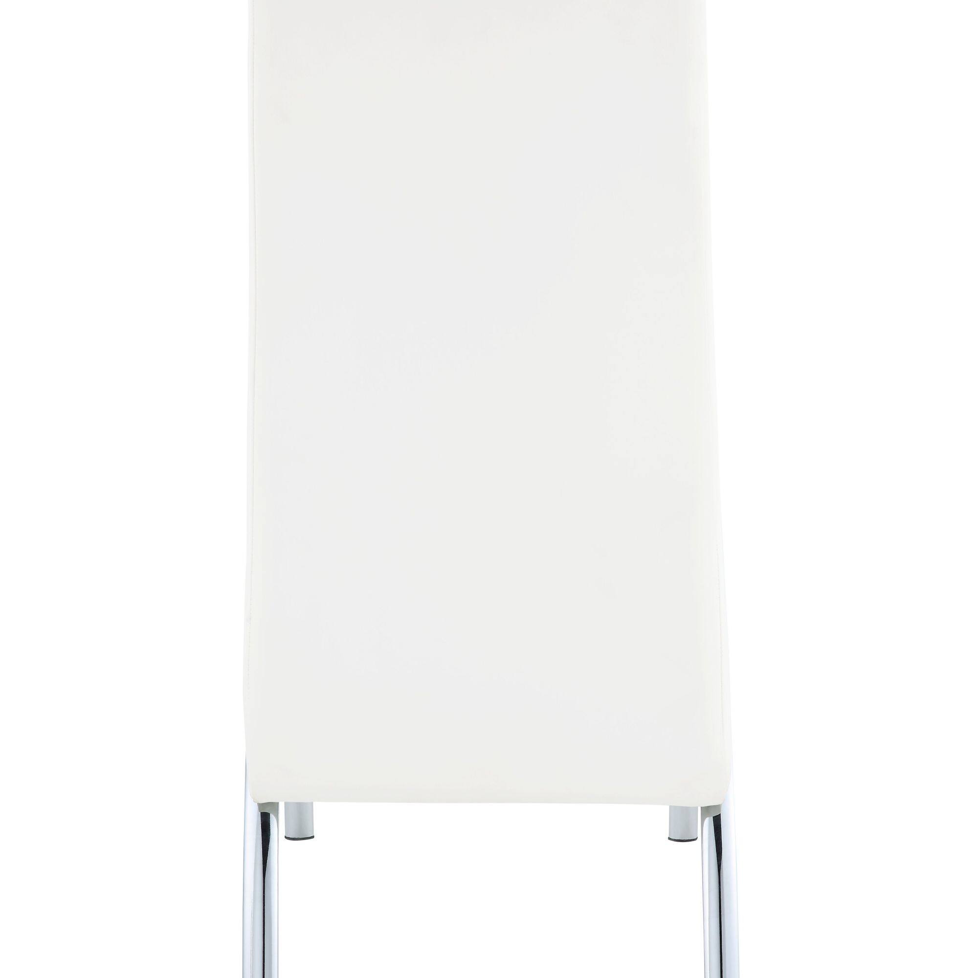 Alt View 3. GOODSILO - Modern Synthetic Leather Side Chair with Chrome Finish Legs for Dining Room, Set of 2 - Silver+White.