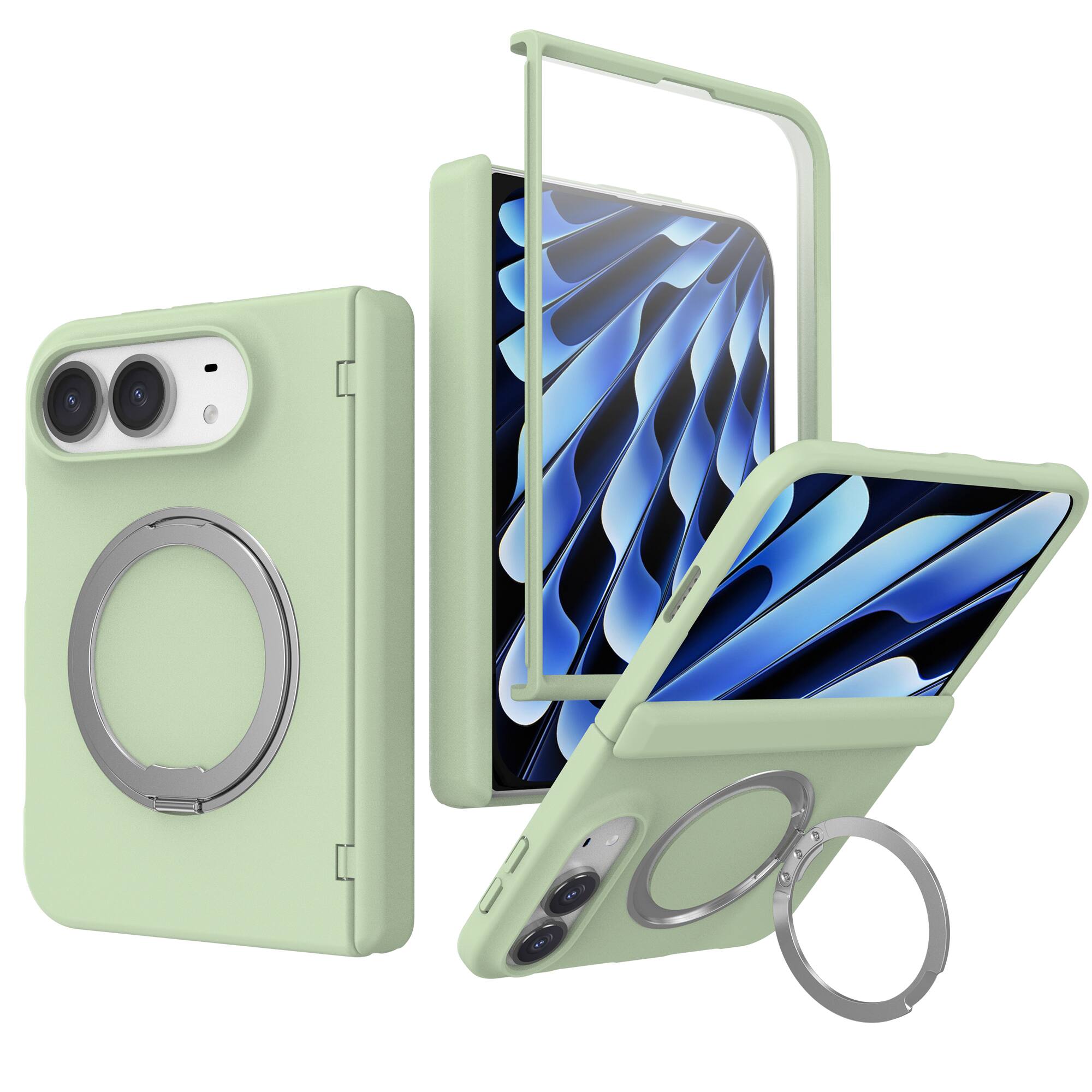 Front. Dteck - Magnetic Case for Apple iPhone Duo with Screen Protector , 360° Rotating Kickstand Shockproof Hinge Cover - Lightgreen.