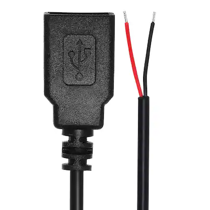 Front. Unique Bargains - USB A Female to 2-Pin Bare Wire Pigtail, 22AWG 12V 3A, for DIY Keyboard/Mouse/Fan Repair, 2pcs - Black.