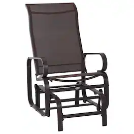 PULUZ - Gliding Lounger Chair, Single Rocker with Lightweight Metal & Mesh Construction - Brown