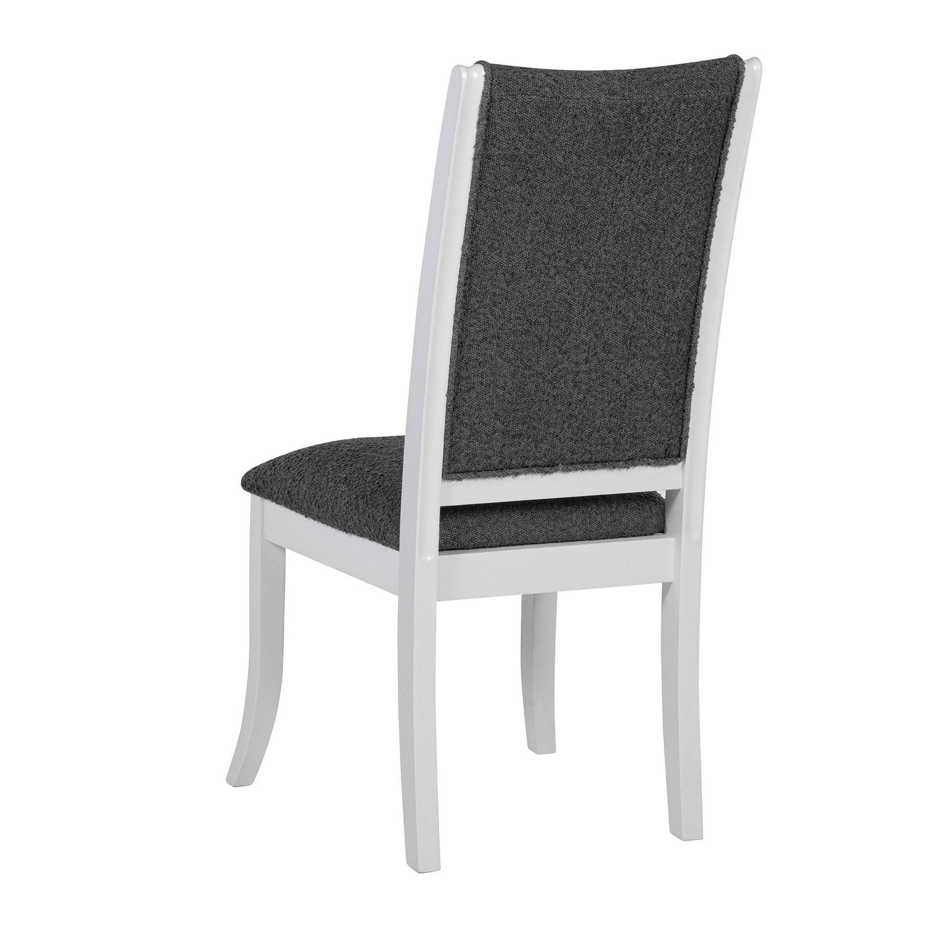 Alt View 2. Manhattan Lane - Judy Dining Side Chair Set of 2, Flared Legs, White Wood, Gray Fabric - White, Dark Gray.