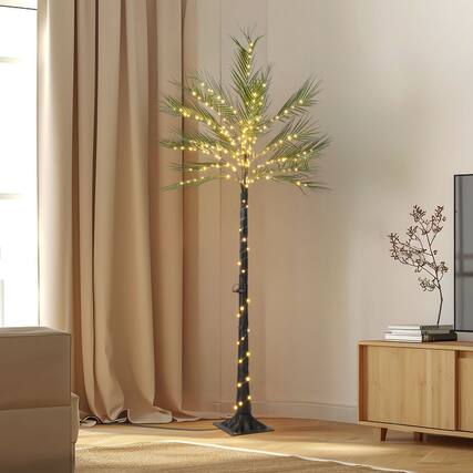 Front. Lamp Depot - Artificial Phoenix Palm Tree LED Floor Lamp - Multicolor.