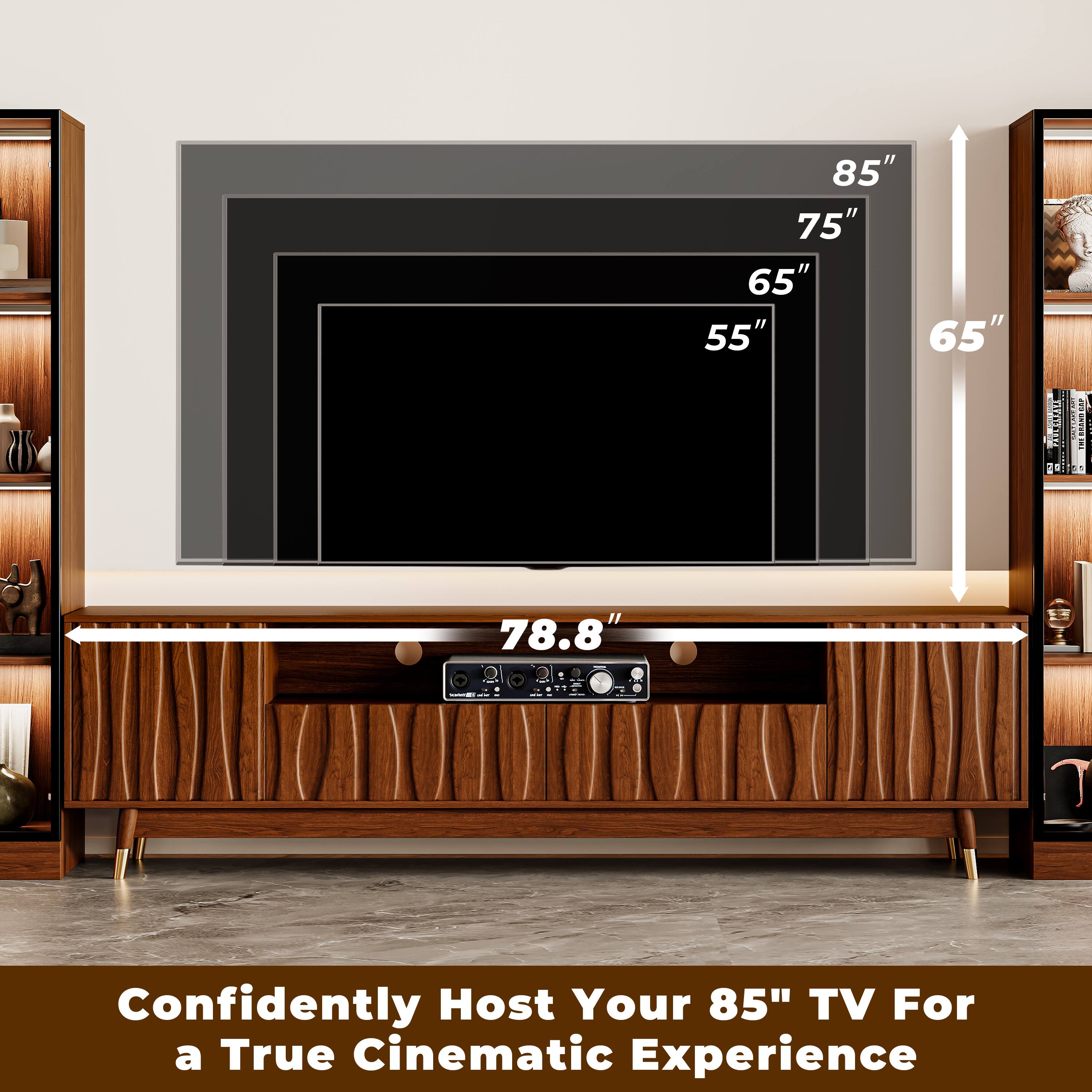 85" 75" 65" 55" 65" : TACTE I JVUANEOS I 78.8" - Confidently Host Your 85" TV For a True Cinematic Experience