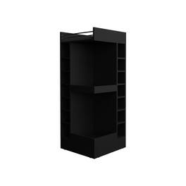 TuHome - Lyman 46" Tall 3-Tier Corner Bar Cabinet With Fourteen Wine Bottle Cubbies, Living Room, Liquor Cabinet, Storage Cabinet - Black