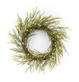 BreeBe - Mini Daisy Floral Wreath 18"D - Yellow, Green