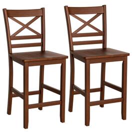 Kadyn - 2-Pc Set Bar Stools 25 In Counter Height Chairs with Rubber Wood Legs, for Kitchen Island - Brown