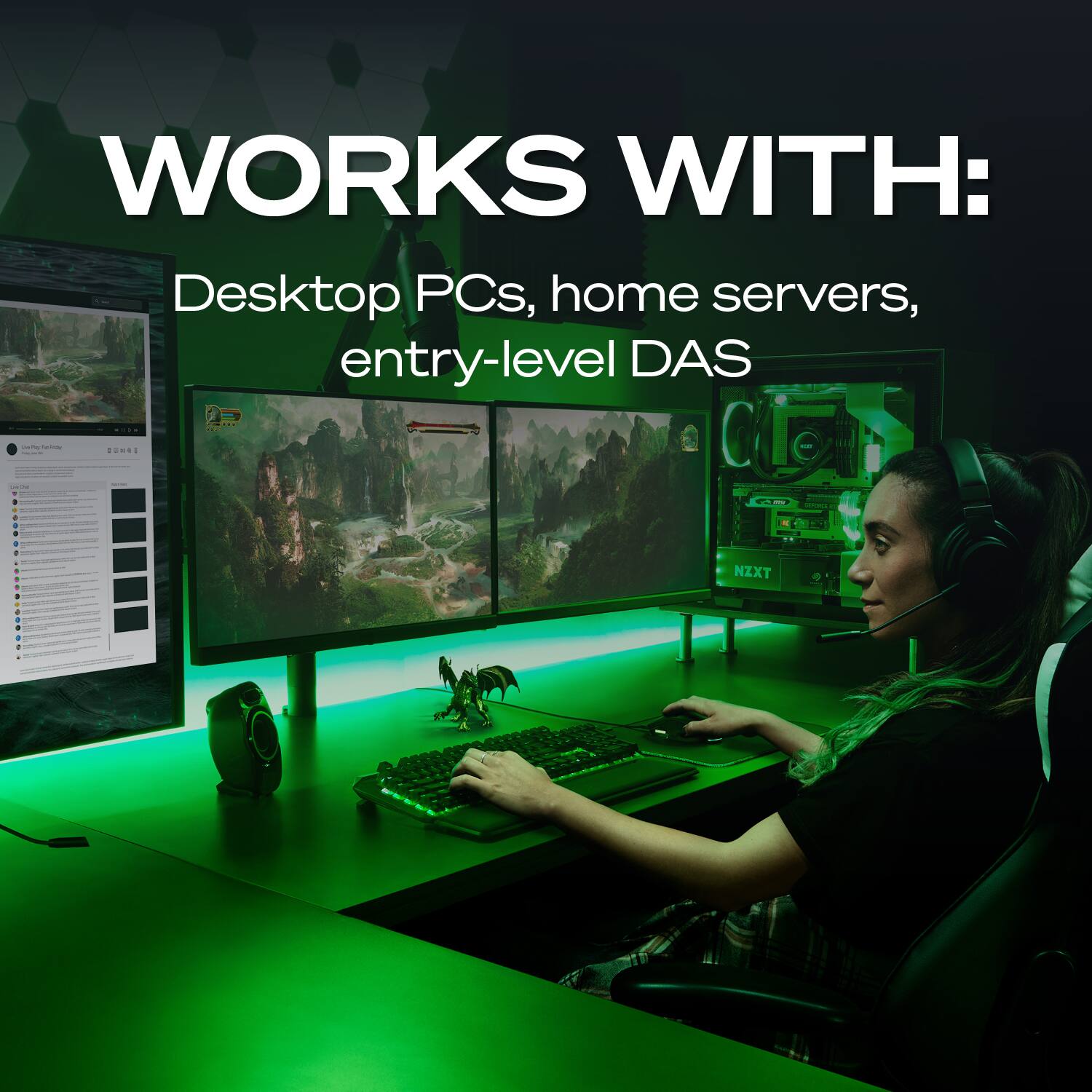 WORKS WITH: Desktop PCs, home servers, entry-level DAS