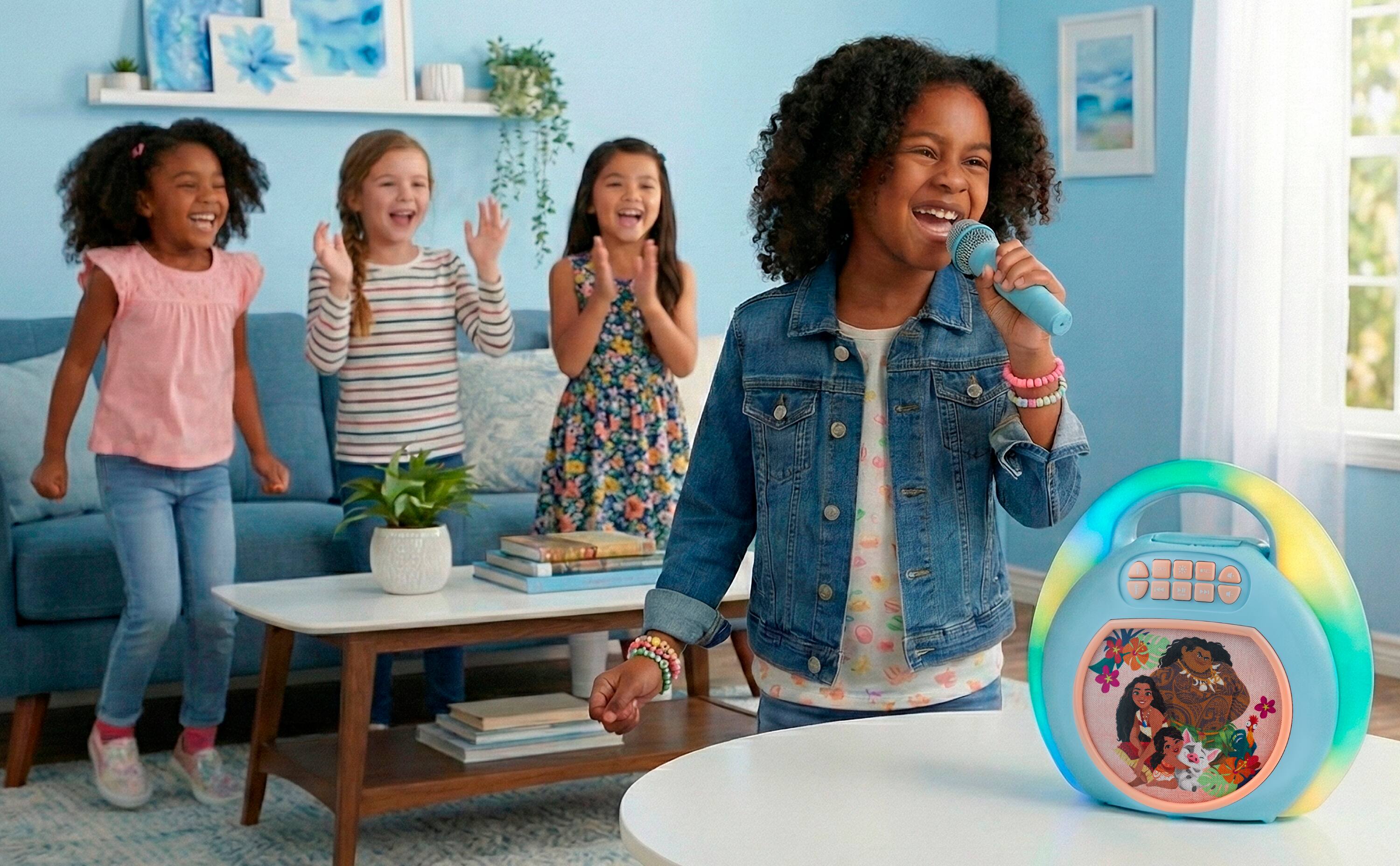 Angle. eKids - Disney Moana Bluetooth Karaoke Machine for Kids with Wireless Microphone.