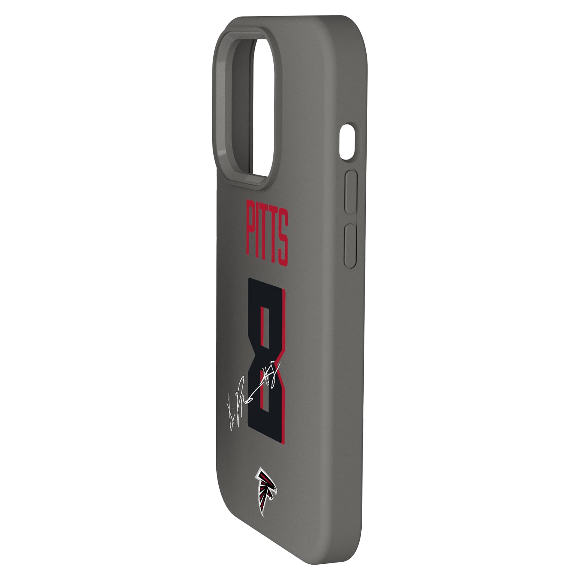 Alt View 1. Keyscaper - Kyle Pitts Gray Atlanta Falcons Ready Soft Touch iPhone Case - 14 Pro Max - Gray.