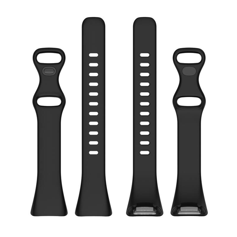 Left. StrapsCo - Slim Active Band Silicone Rubber Watch Strap For Fitbit Charge 6 - Black.