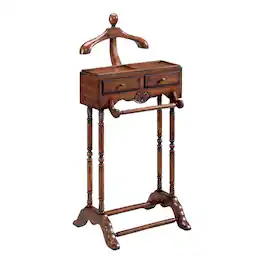 Starlight Canyon Home - Traditional Valet Stand, 2 Drawers, Wooden Bedroom Clothing Organizer - Dark Brown