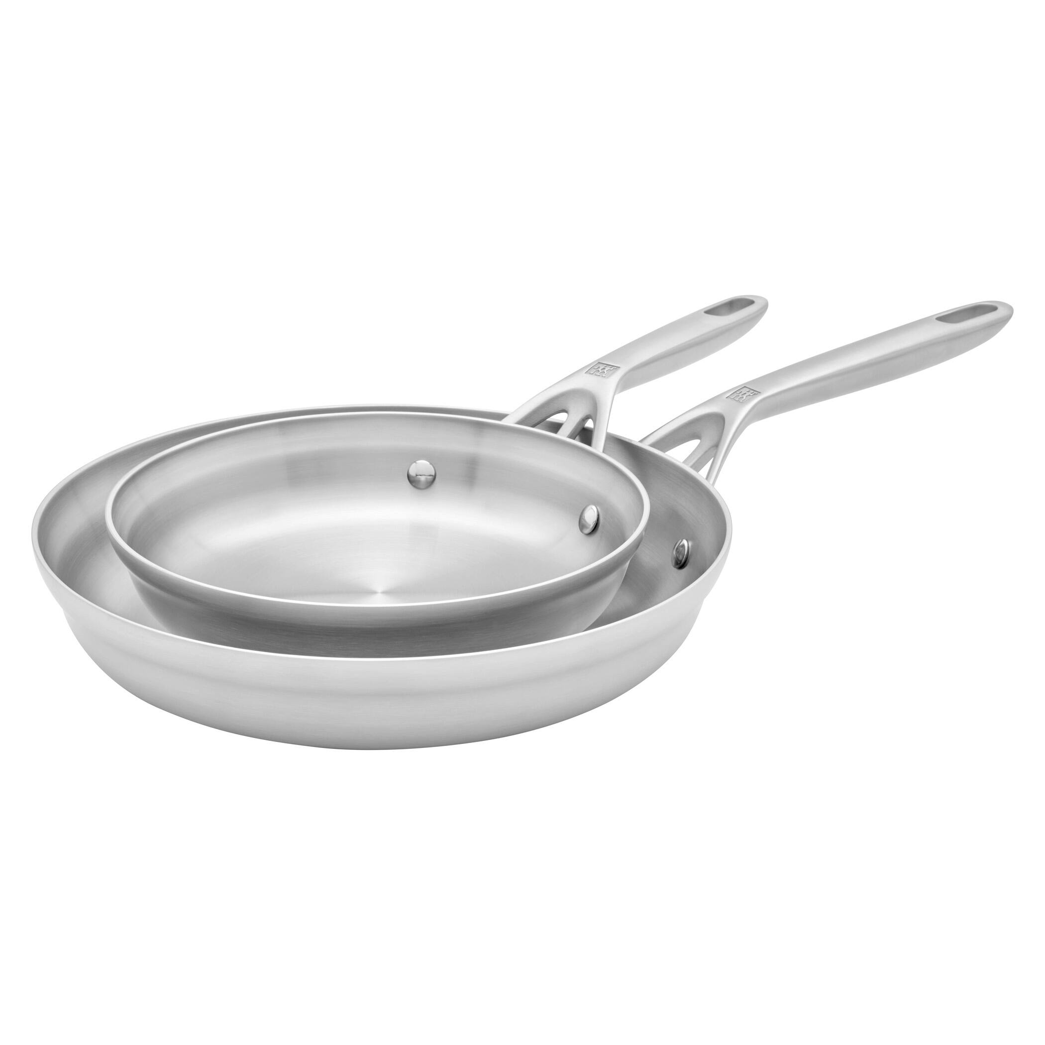Front. ZWILLING - ZWILLING Motion Stainless Steel 2-pc Stainless Steel Fry Pan Set - Stainless Steel.