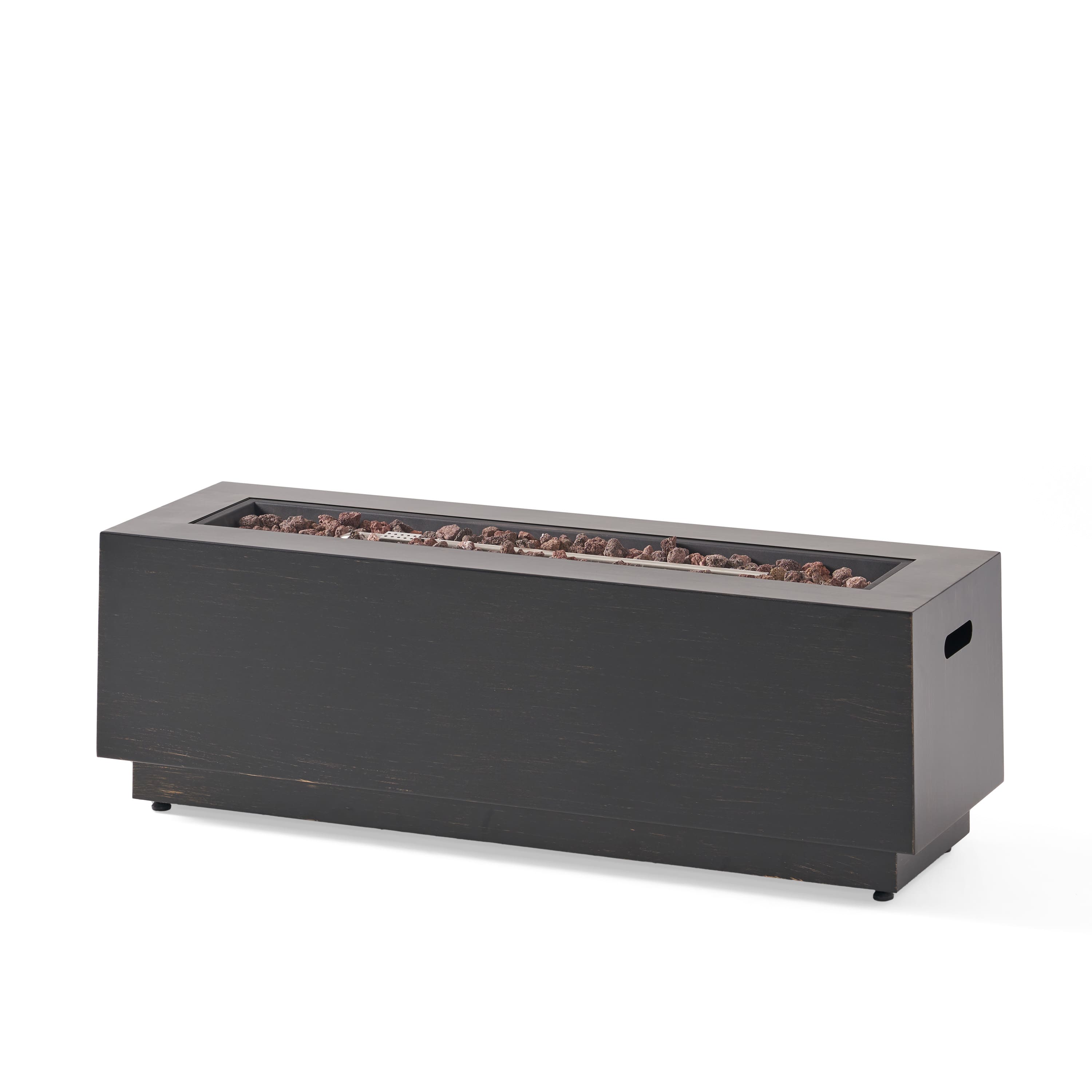 Dexmalle - Dexmalle-40" Outdoor Rectangular Iron Propane Fire Pit-Dark Grey