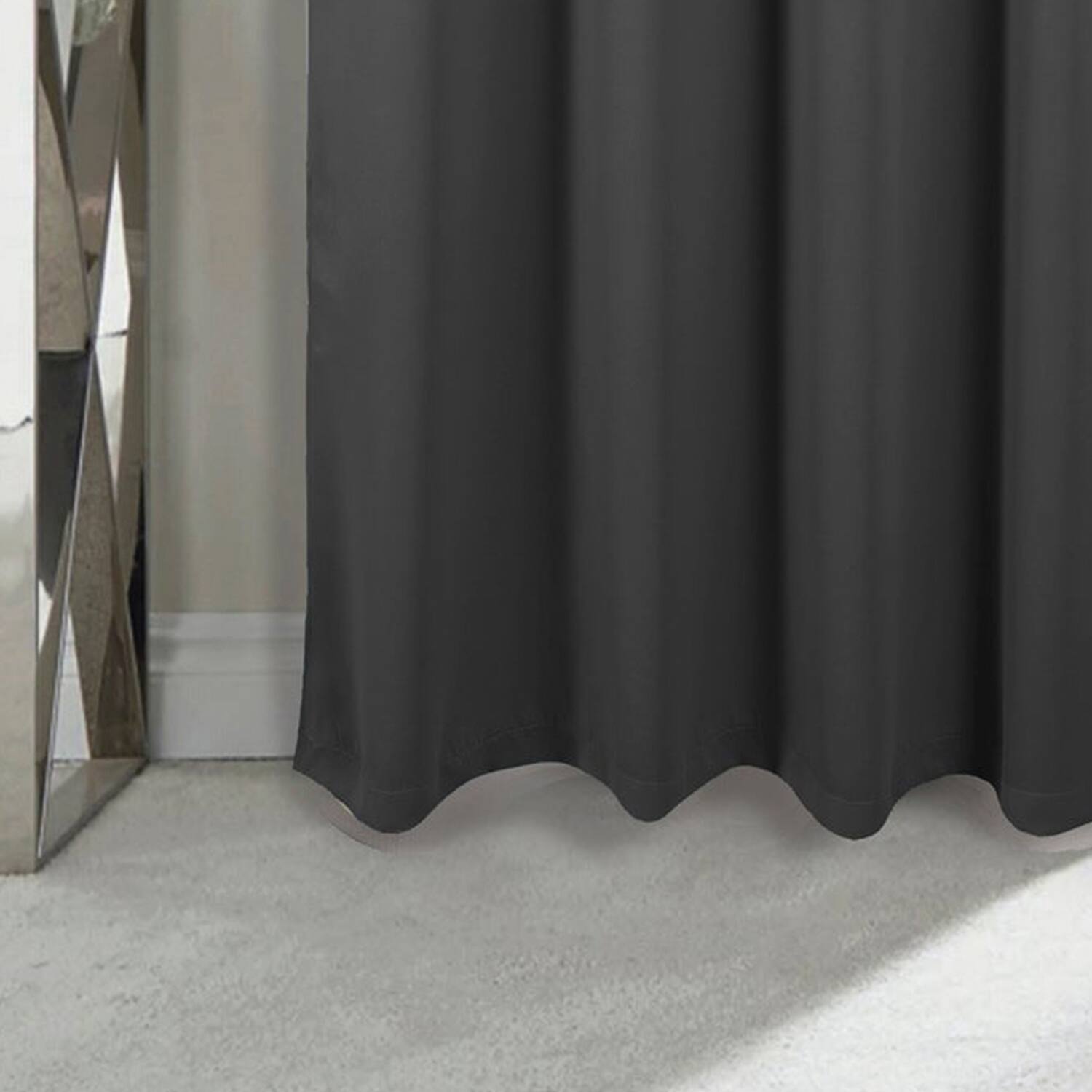 Back. RT Designers Collection - RT Designers Collection 100% Polyester Twilight Blackout Rod Pocket Curtain Panel 54" x 84" Charcoal - Charcoal.