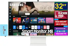 Samsung - M8 (M80D) 32" 4K UHD Smart Monitor with HDR10, Flicker Free, VESA Mount, HDMI & DKZ Hub, (LS32DM801UNXZA) - White