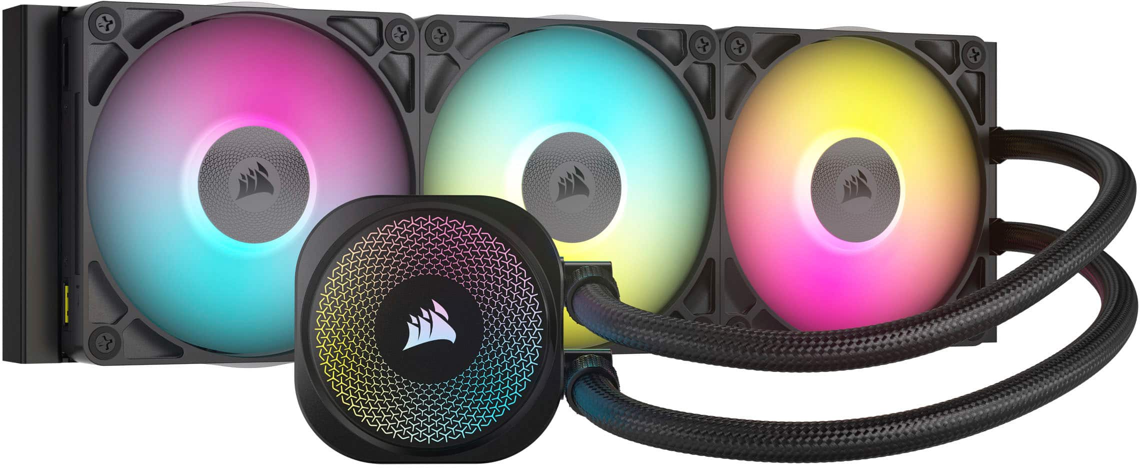 CORSAIR - iCUE LINK TITAN 360 RX Liquid CPU Cooler with RGB Lighting - Black - Front_Zoom