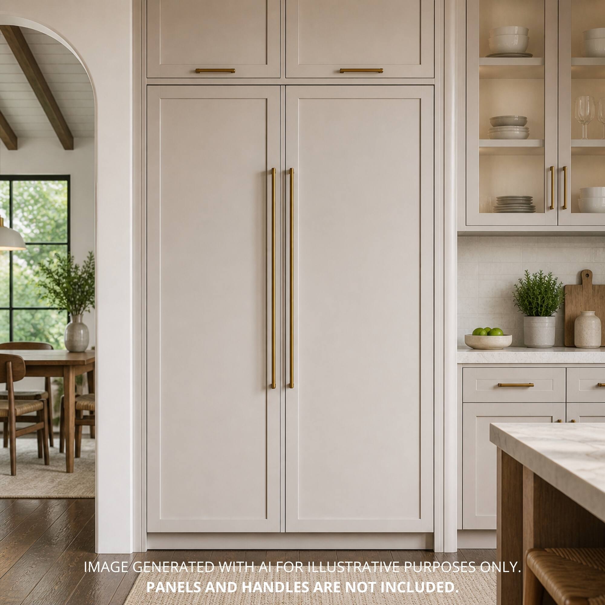 IMAGE GENERATED WITH AI FOR ILLUSTRATIVE PURPOSES ONLY. PANELS AND HANDLES ARE NOT INCLUDED.