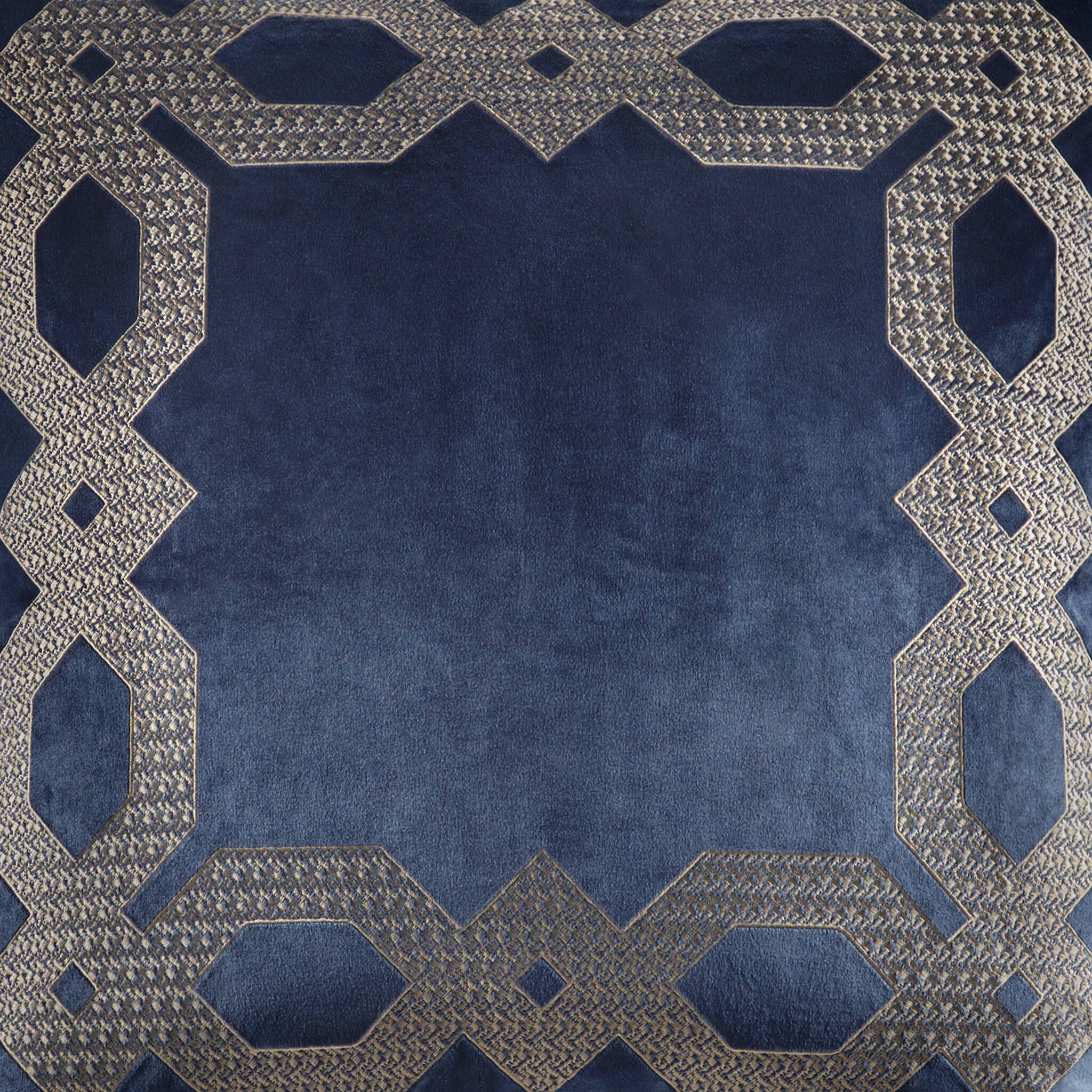 Alt View 5. Gracie Mills - Gracie Mills Mallor Geometric Embroidered Velvet European Pillow Sham - Navy.