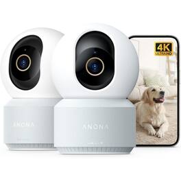 Anona - HM1010-2 4k UHD Indoor Security Camera Also For Pets/ Baby With Phone App - Wifi/ Auto-Tracking - 2pack