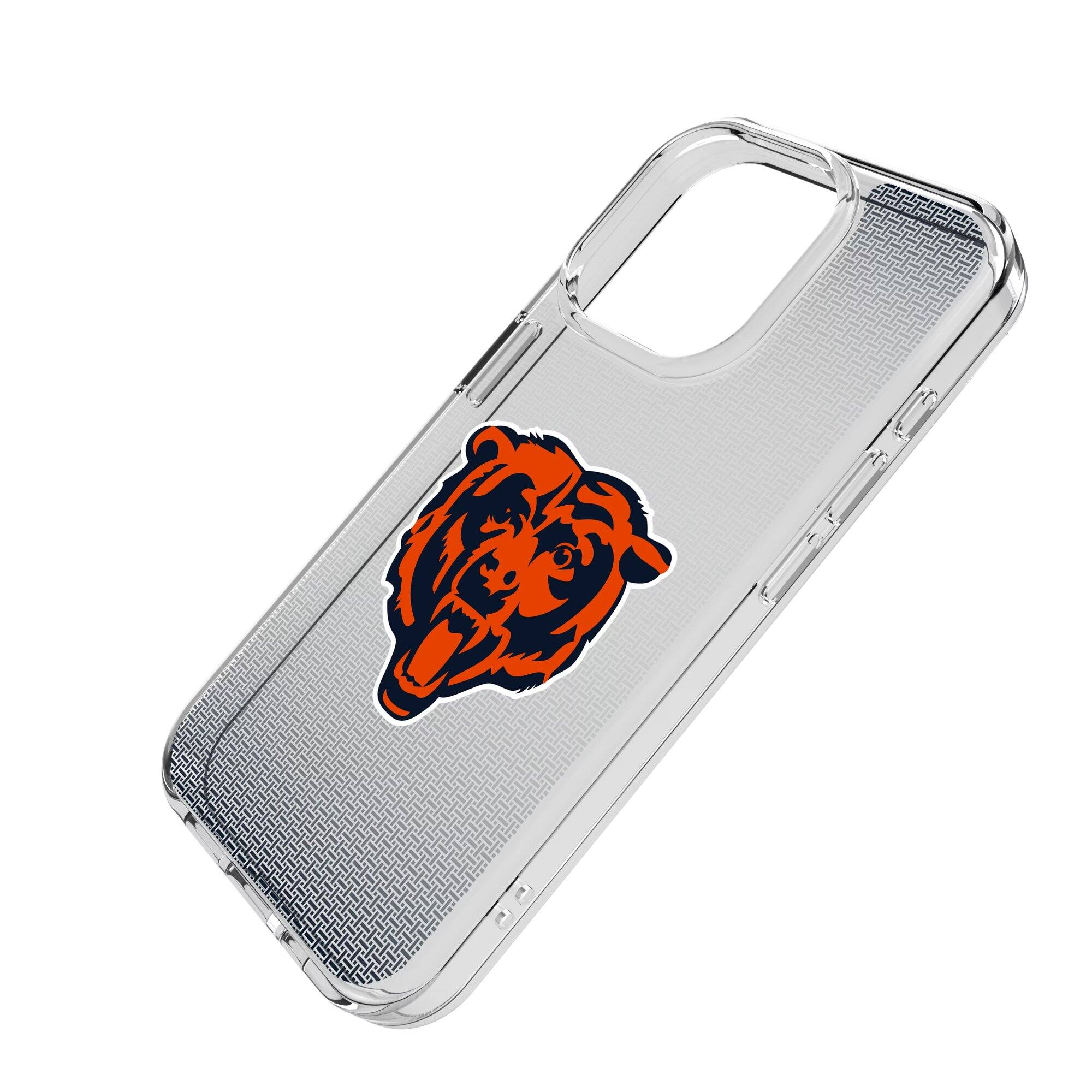 Alt View 1. Keyscaper - Chicago Bears Linen Logo iPhone Clear Case - 14 Plus - Multicolor.
