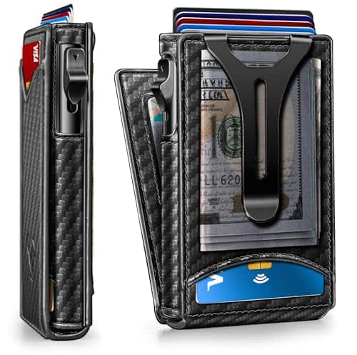 Vulpecula Spade - Men Wallet,Money Clip Wallet Slim For Gift Men 9Cards-Metal Credit Card Case in Magnetic Leather Flip - Black-3926