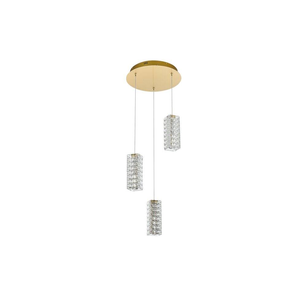 Angle. Elegant Lighting - Aston 16 inch LED Pendant in Satin Gold - Satin Gold.